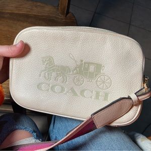 Authentic original coach camera bag with horse and carriage leather